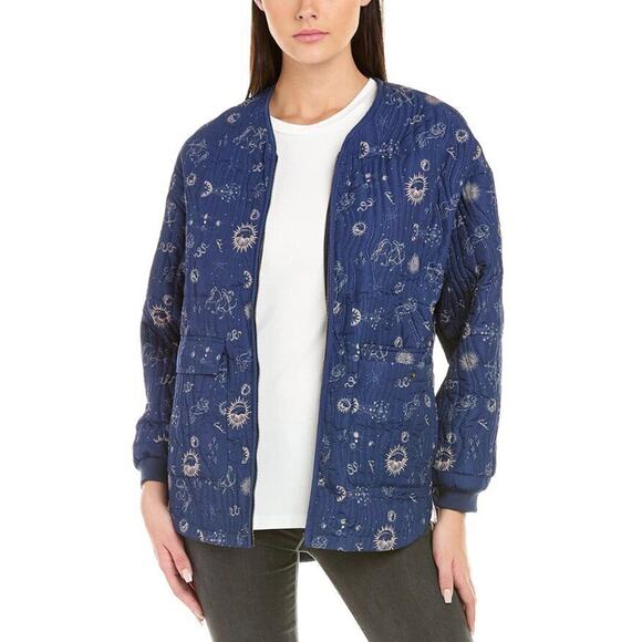 $240 Calme by Johnny Was Yessi Quilted Astrology Softshell Zip Jacket Large NEW